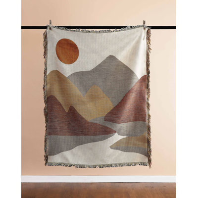 Sunset Mountain Woven Jacquard Throw/Tapestry