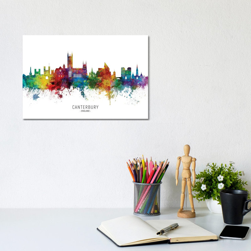 Canterbury England Skyline by Michael Tompsett - Wrapped Canvas Print, 20.32 cm H x 30.48 cm W