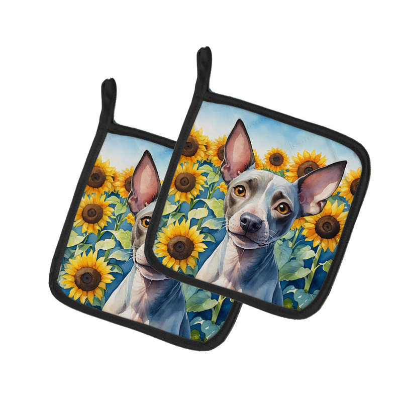 Caroline's Treasures In Sunflowers Floral Polyester Potholder Set