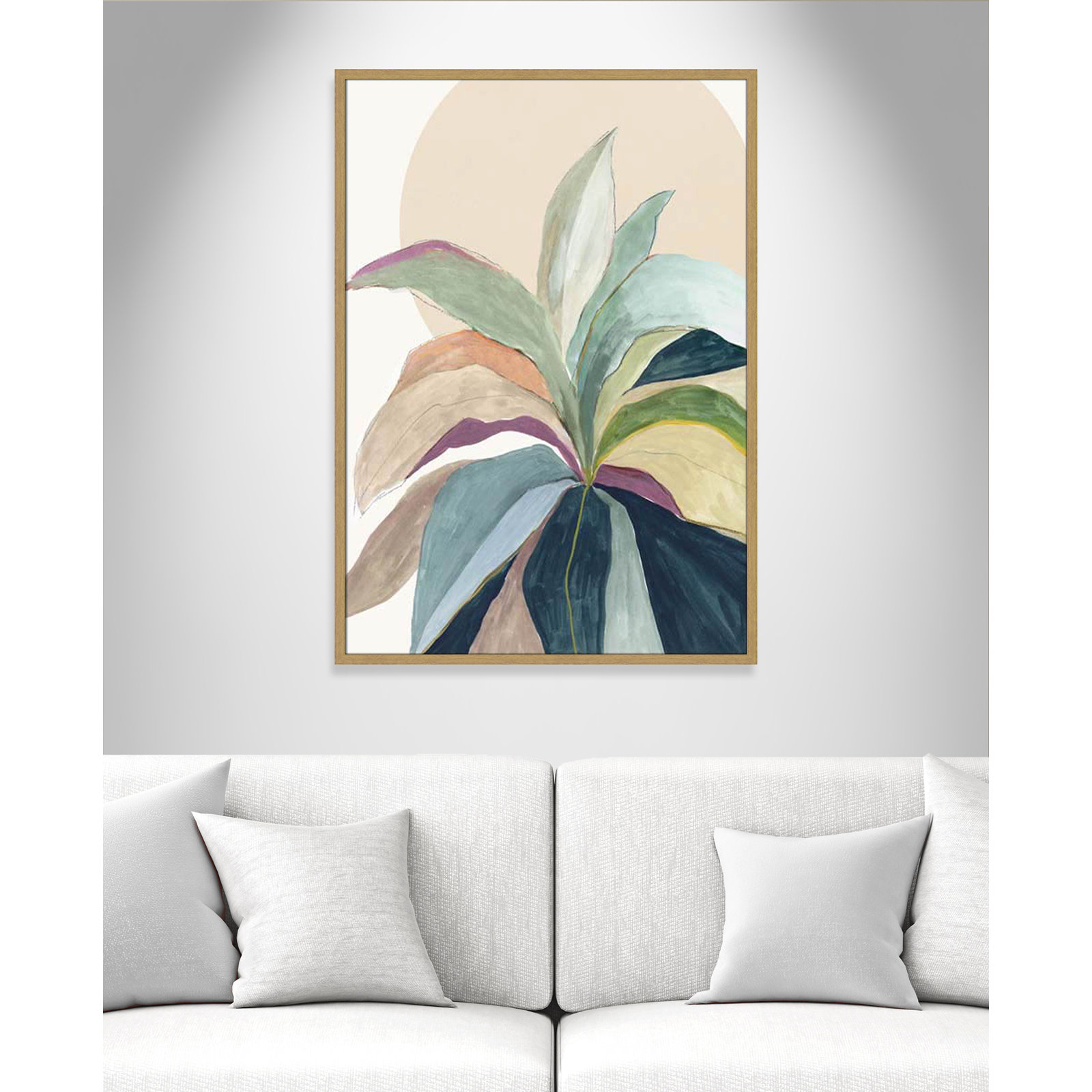 Sunny Bright Leaves II by Asia Jensen, 41.5" H x 29.5" W x 0.75" D, Natural Slim Unmatted Picture Framed