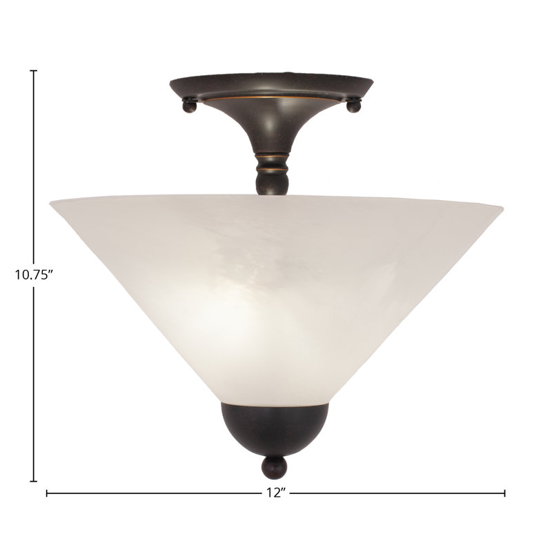 Semi-Flush 2 Bulbs Shown With 12" Glass, Dark Granite