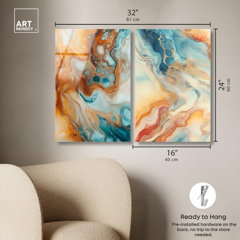 Ensemble d'art mural Marble Dawn, H 24 po x l 16 po