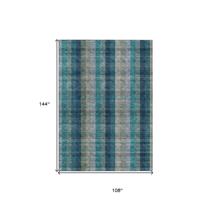 Tapis bleu sarcelle 9 pi x 12 pi bleu marine, bleu marine et vert olive