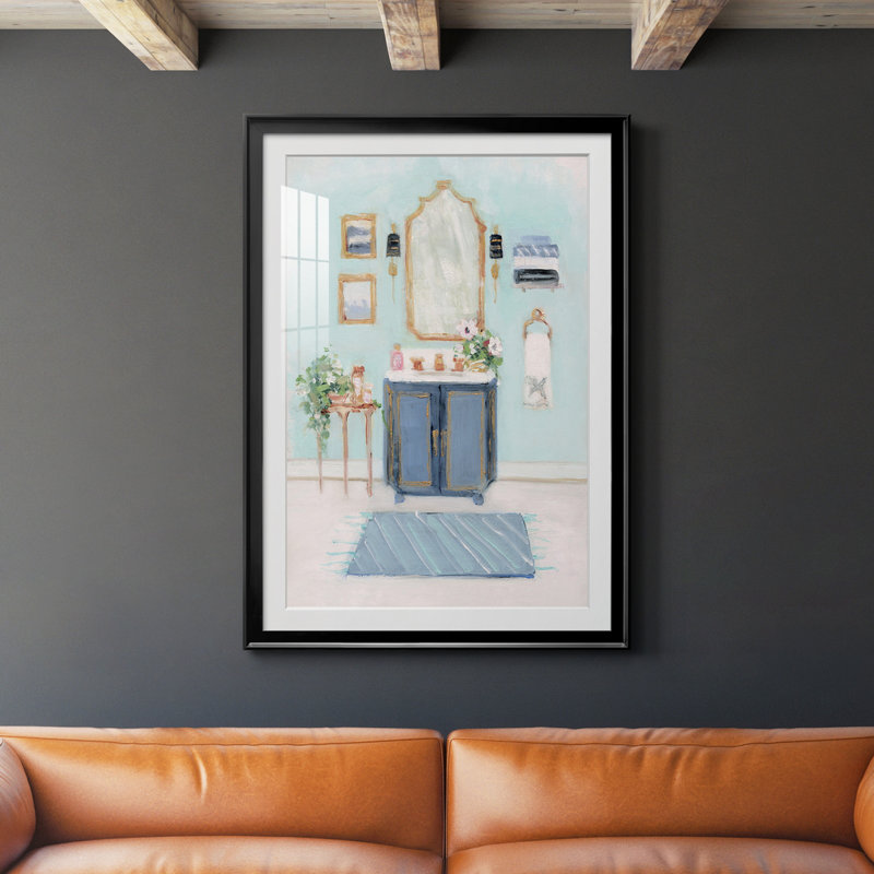 Blue Bath II - peinture encadrée, H 30,5 po x l 42,5 po x P 1,5 po, Noir