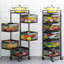 Chariot de cuisine Articles de rangement de cuisine et accessoires de cuisine pour étagère de cuisine Carré de rangement pour fruits et légumes Oignon Chariot de cuisine avec roulettes (noir, couche 5)