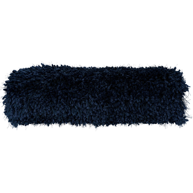 Navy Shag 20" Polyester Bolster Throw Pillow