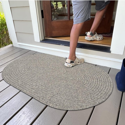  Braided Rug Washable Indoor/Outdoor Weatherproof Beige/Gray Rug