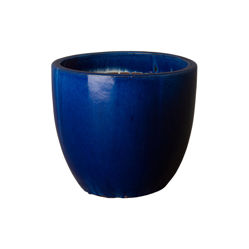 Pot à fleurs en céramique Silsbee, Bleu, 12" H x 14" W x 14" D