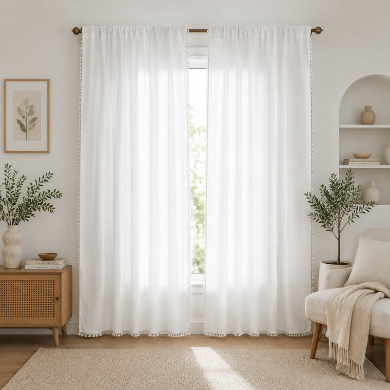 Rideaux Boho semi-occultant 84 po 2 panneaux