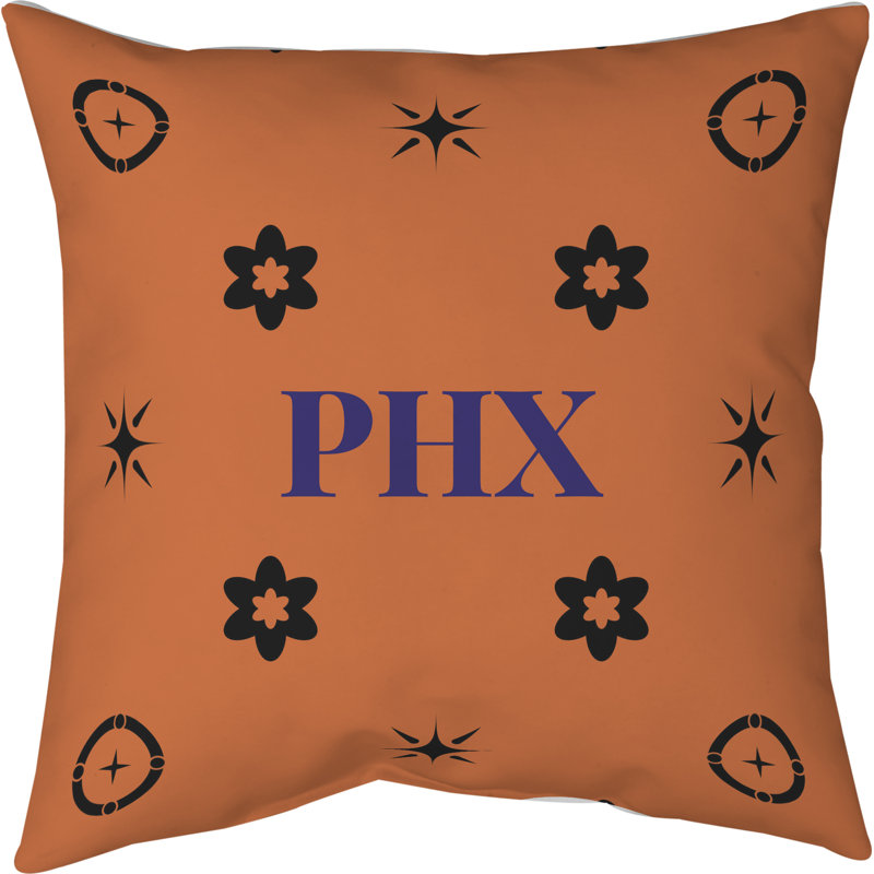 Coussin en coton Phoenix, Phoenix noir orange mauve, 30 pouces x 30 pouces, Coussin de sol en sergé Poly