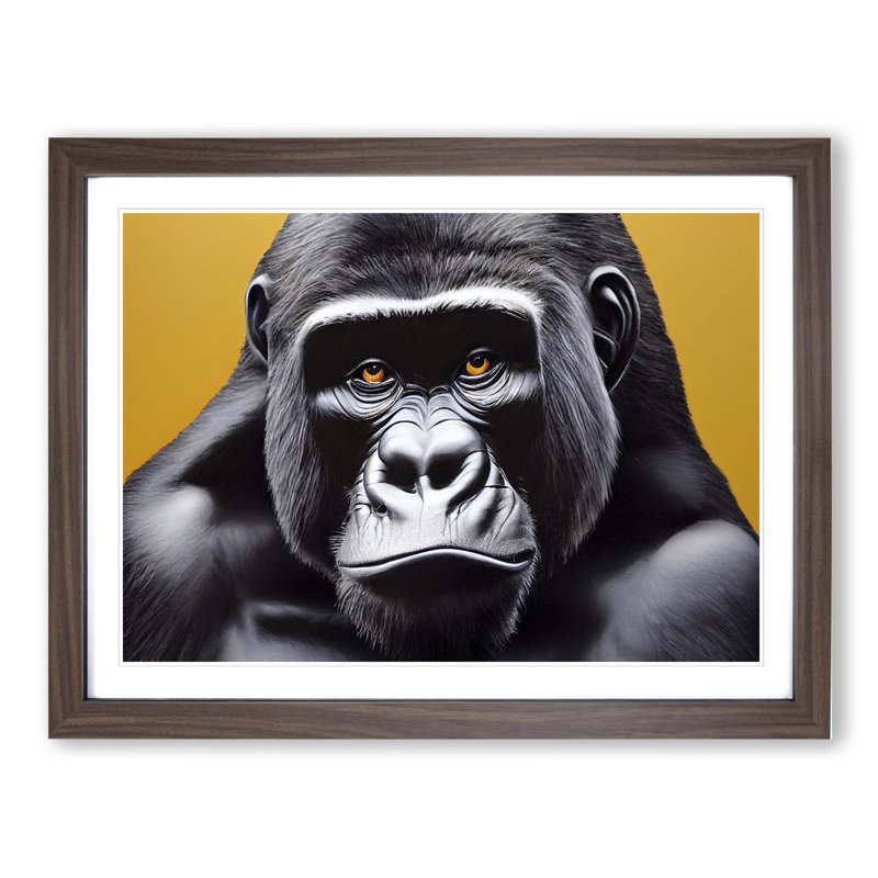XH1022-6098X Modern Gorilla Vol.5 - Single Picture Frame Print, 46cm H x 64cm W x 2cm D, Walnut