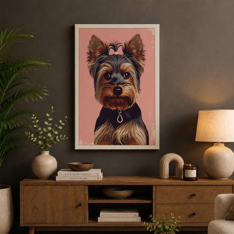 Silky Dog Portrait Modern - Wrapped Canvas, 18x12 - 45.7 x 30.5 cm, Black Border