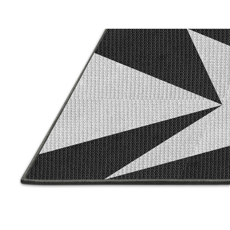 Tapis tissé à la machine blanc et noir, Tapis de couloir 2 pi x 5 pi