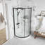 Ensemble de douche en coin rond noir L 40 po x l 40 po x H 77 po Breeze avec porte coulissante transparente et base de douche (murs non inclus)-117411395-52937054