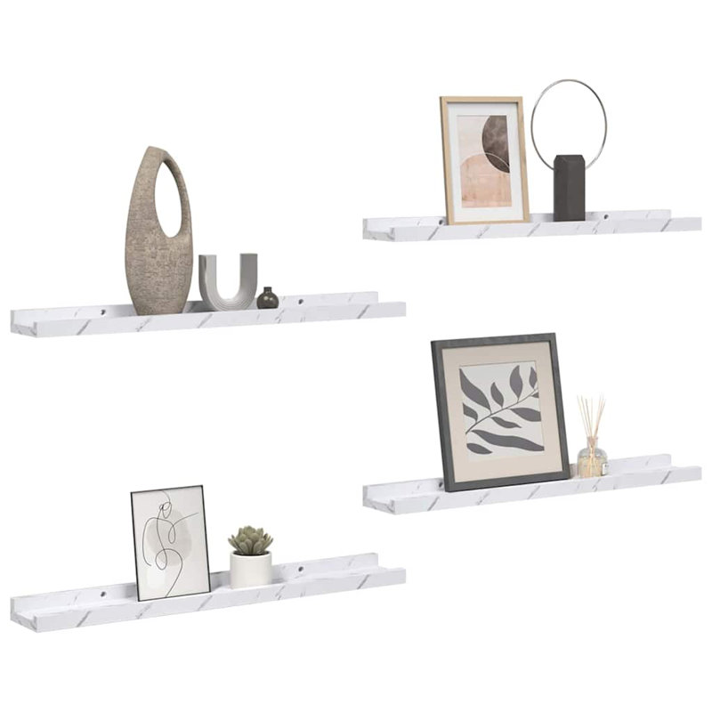 Floating Shelf, 3cm H x 40cm W x 9cm D, White Marble