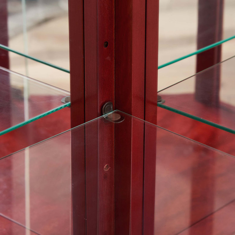 Glass Cabinet, Lighted Corner Cabinet, Corner Display Curio Cabinet, Glass Display With Light, Living Room Cabinet, Cherry