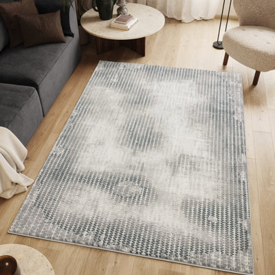 16.4 Lb Weight Rectangle Area Rug, Style With Abstract Patterns, Soft Underfoot And 5 Ft. 3 In. X 7 Rug Grey Colors, Machine - Made Pattern, For High Traffic Areas