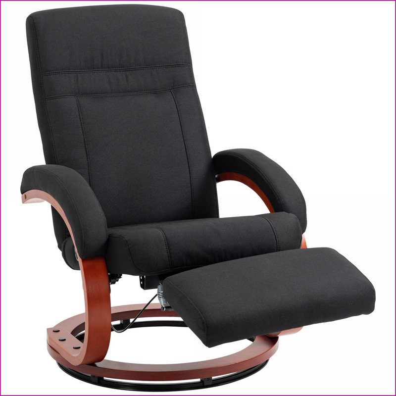 Fauteuil inclinable manuel inclinable avec repose-pieds, accoudoirs rembourrés et amp; Chaise de salon moderne à base de bois | Noir | Polyester