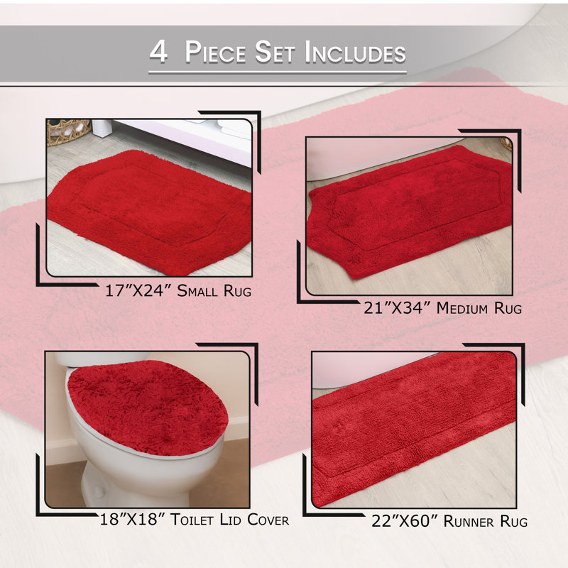 Tapis pour salle de bain Delean, Rouge