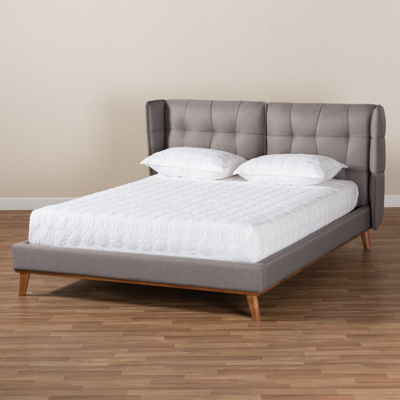 Lit plateforme tapissier Devize, Grand, Gris