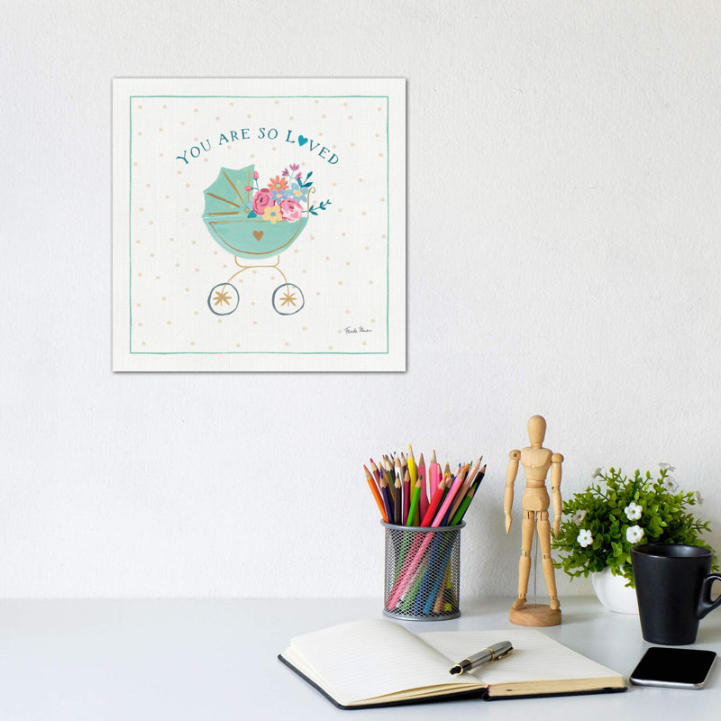 «Happy Baby II» par Farida Zaman - reproduction d'art textuel, H 12 po x l 12 po x P 1,5 po, Toile tendue, Pas de tapis