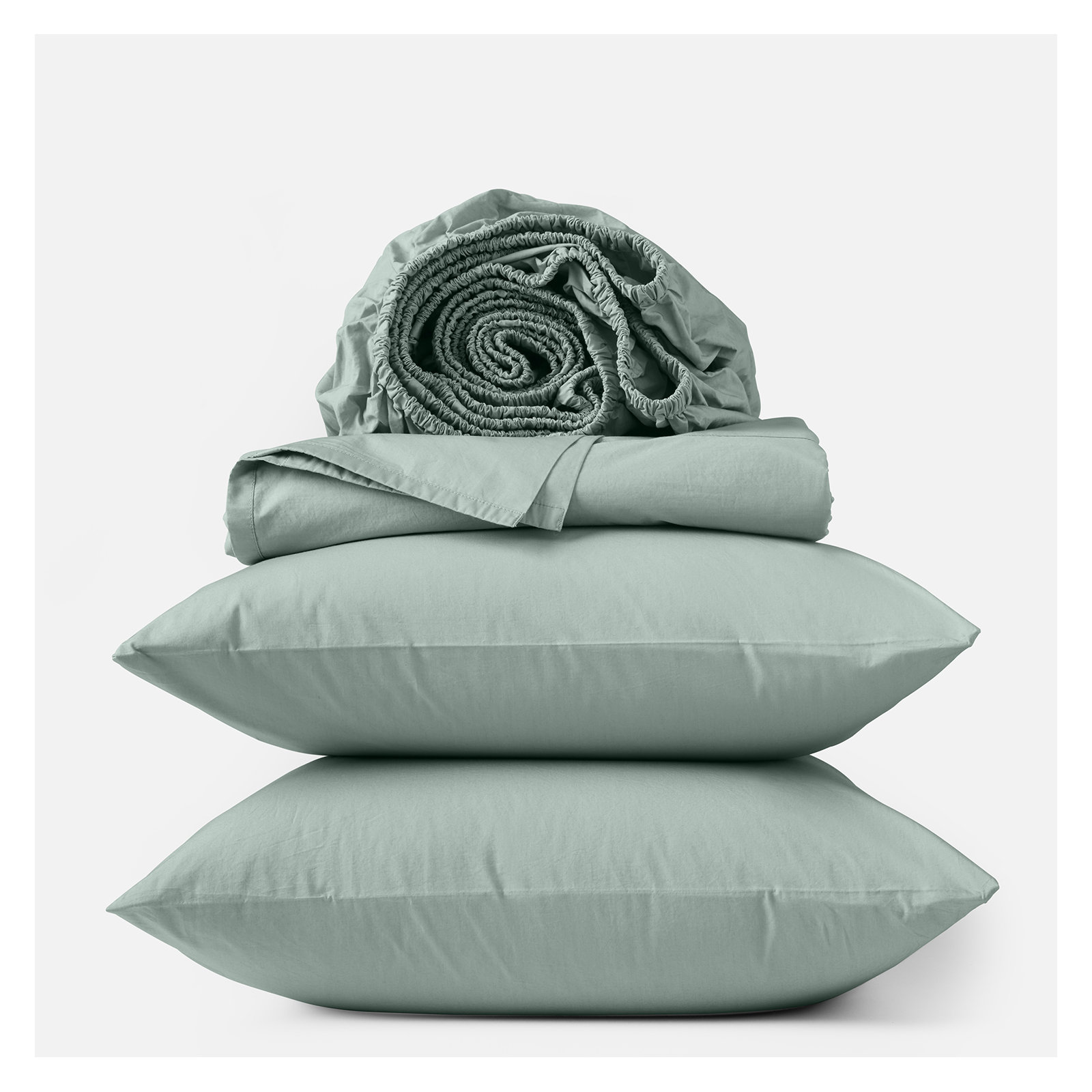 Refined Organic Percale Sheet Set, Twin Sheet Set with 1 Pillowcase, Seafoam