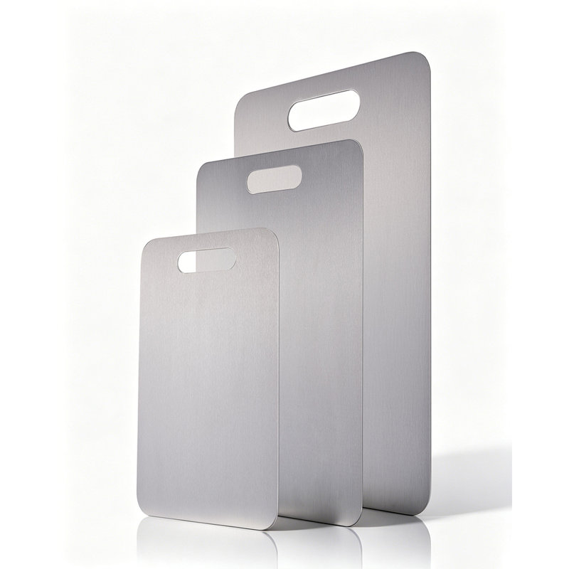 Set of 3 Titanium Cutting Boards, 100% Pure Titanium Chopping Boards with Handle, Non-Toxic Double-Sided Food Prep Boards for Meat, Vegetables & Fruits