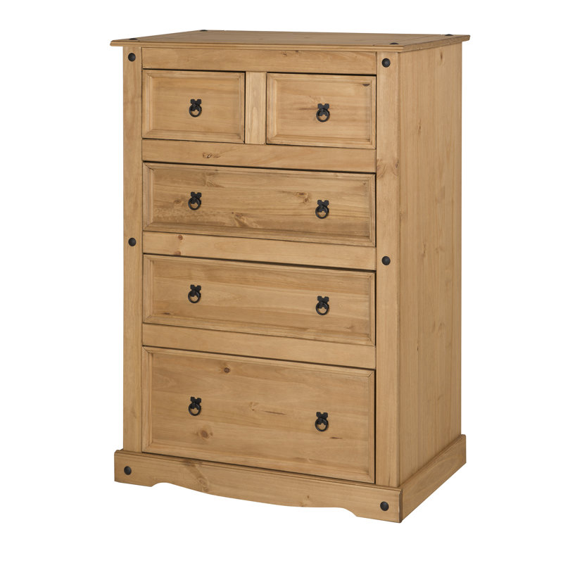 Palmea 92cm W 5 - Drawer Chest of Drawers, Antique Wax
