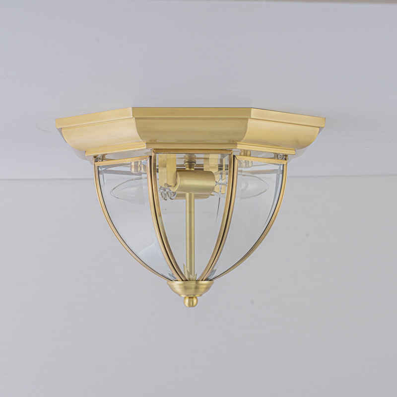 2-Light Modern Vintage Semi-Flush Mount With Clear Glass Shade