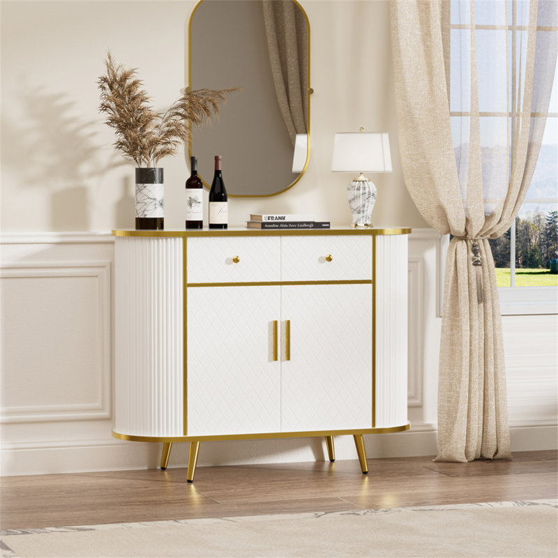 Buffet de luxe incurvé avec 2 tiroirs et portes pour le salon, le vestibule, le couloir et la salle de bain