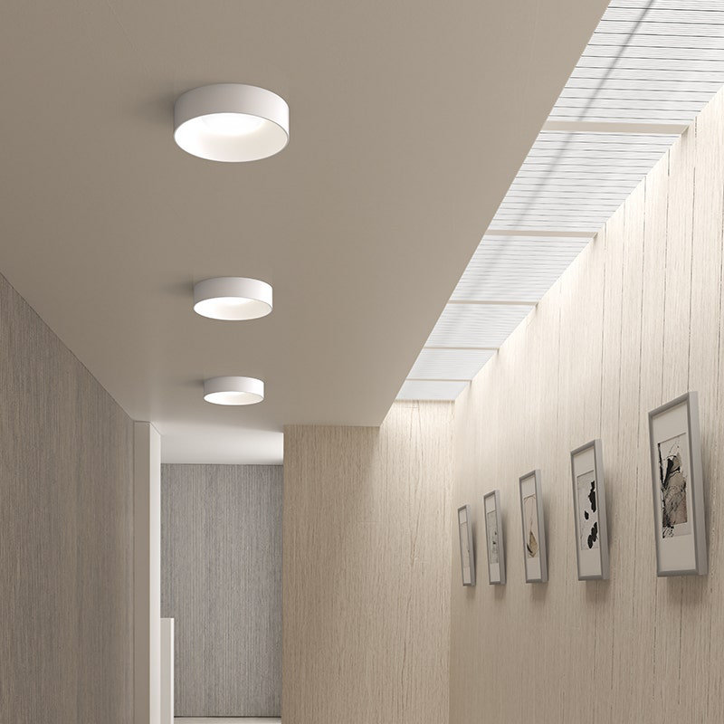 Satin White 22" Contemporary LED Drum Flush Mount
