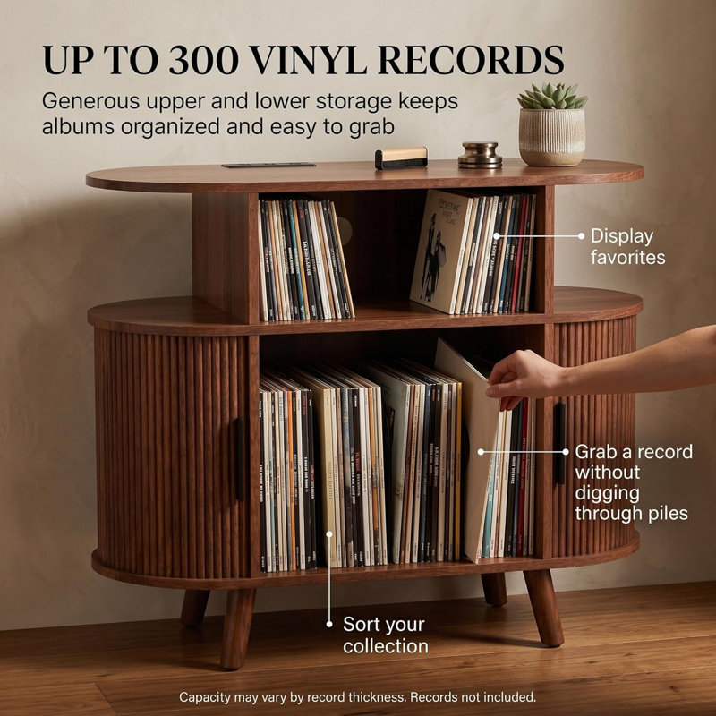 Support pour tourne-disque 35 po Mid-Century