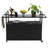 Outdoor Wicker Bar Cart, Patio Wine Serving Cart With Wheels, Rolling Rattan Beverage Bar Counter Table With Glass Top-451884205