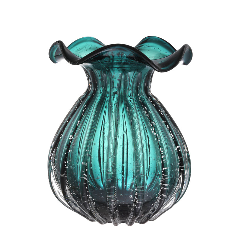 Korakia Handmade Glass Table Vase, 10.63" H x 9.06" W x 9.06" D