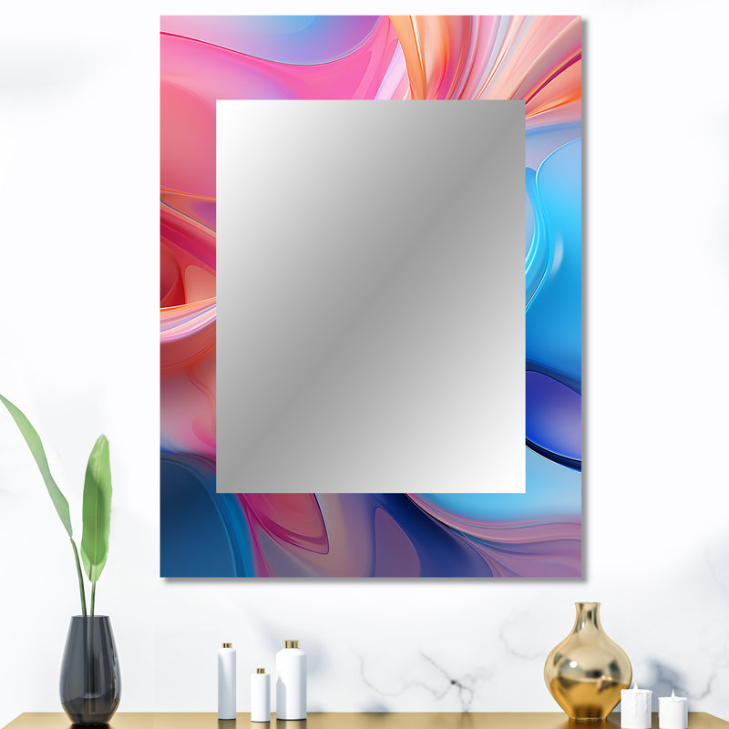 Transitional blue and pink shapes II - Transitional Shapes Large Mirror, Pink Unique Wall Mirror Decor, Printed Metal Art