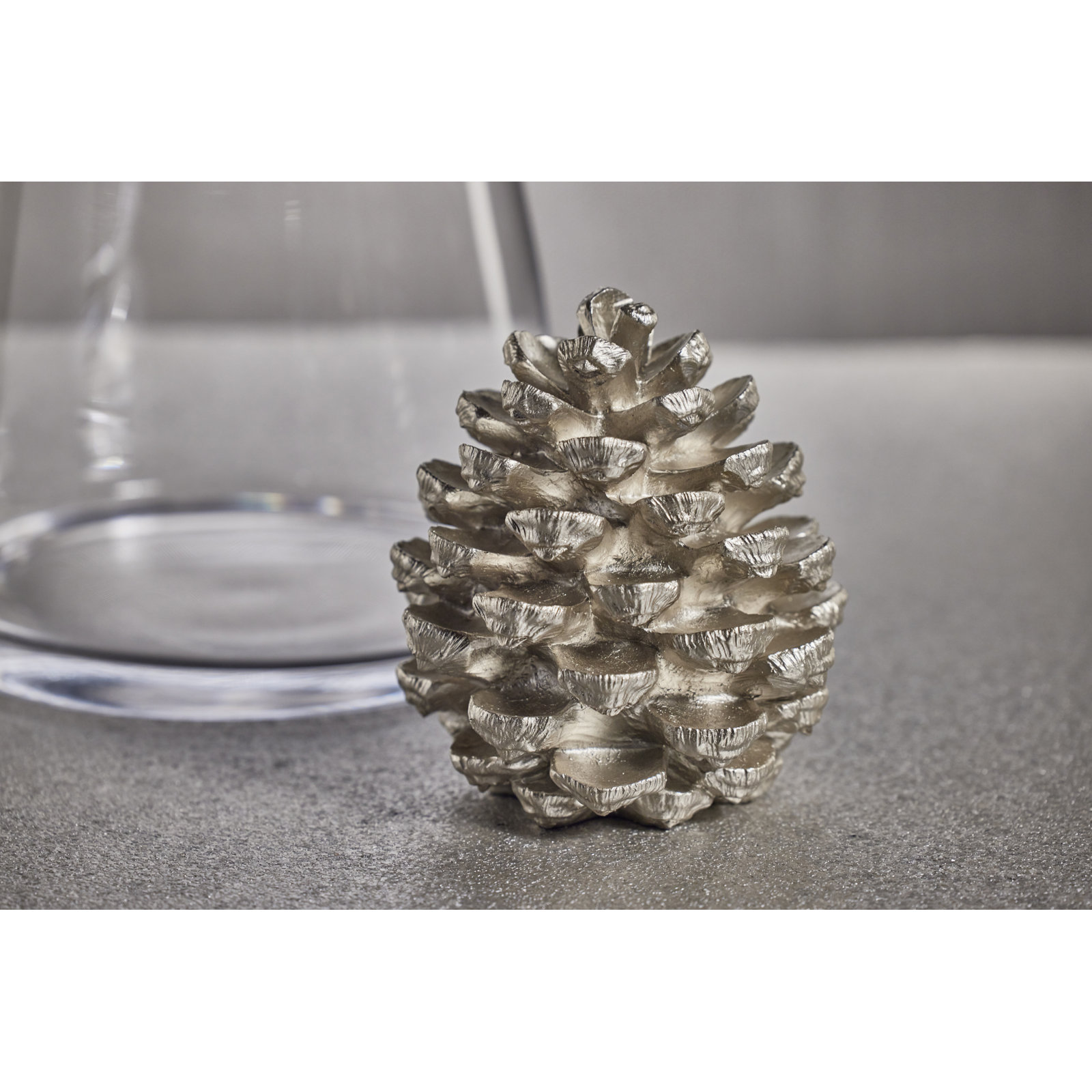 Harvy 6.5" H Resin Pinecone Figurine, Silver