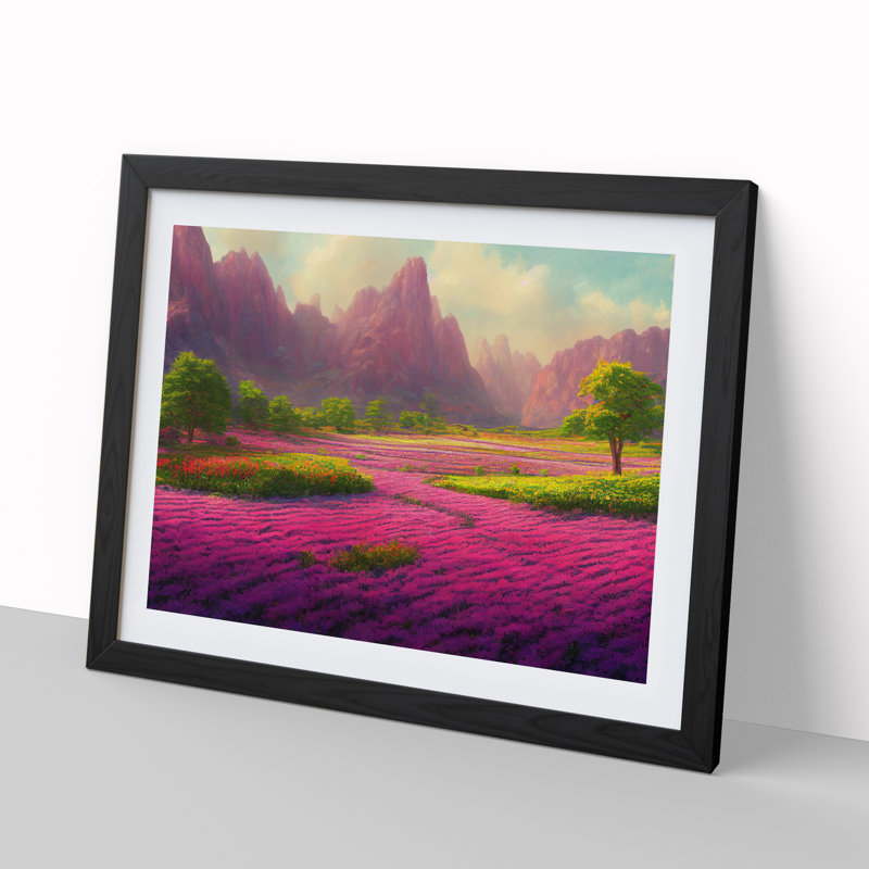 Spring Mountain Landscape - Single Picture Frame Print, Black, 25cm H x 34cm W x 2cm D