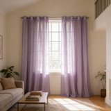 Gathered Linen-Textured Grommet Semi-Sheer Curtains (Set Of 2)