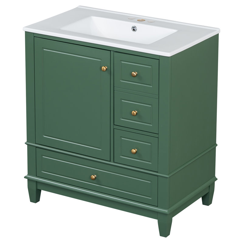 Meuble-lavabo avec lavabo pour la salle de bain, Vert