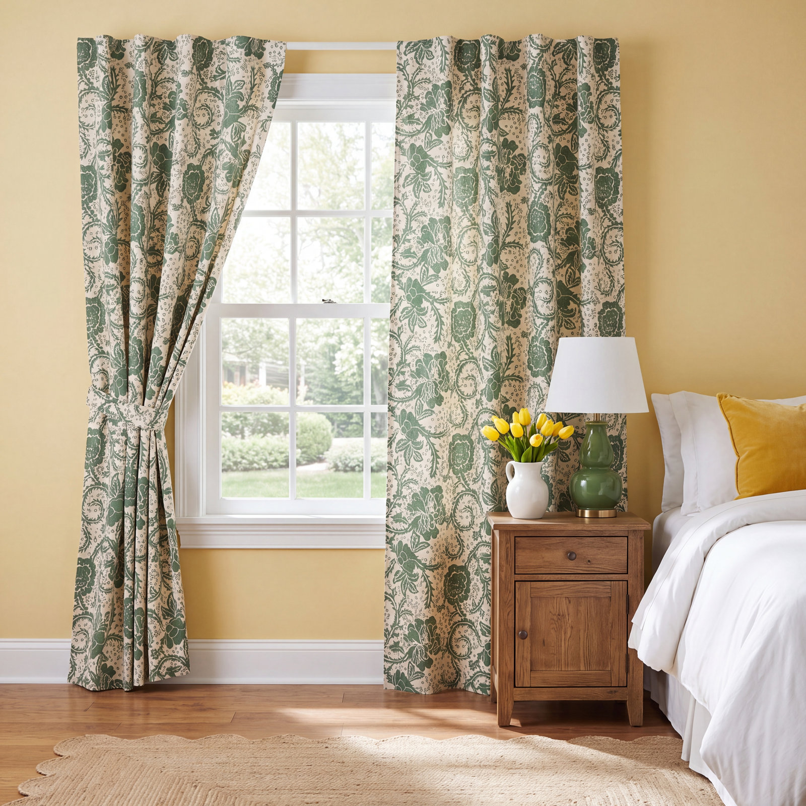 Cowlington Green Floral Curtain Panel Set, 36" W x 63" L