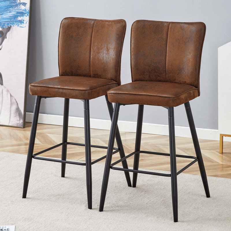 Tabouret de bar en polyuréthane revêtu de polyuréthane, Siège brun techno / structure noire