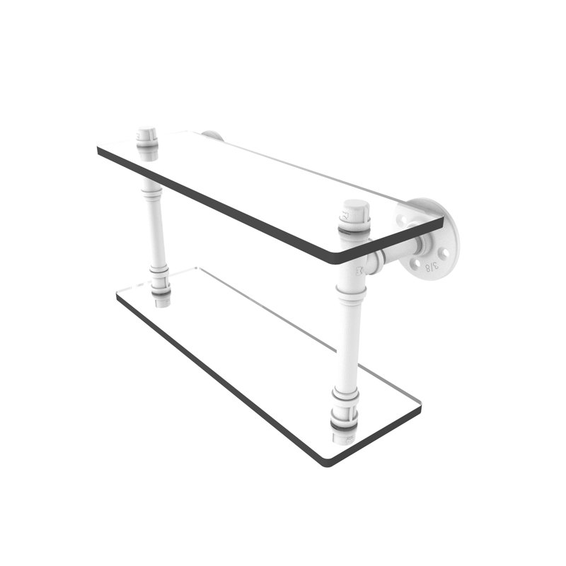 Bayer 2 Piece Industrial Pipe Shelves, Matte White, 9.4" H x 16" W x 5.6" D