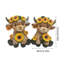 2 pièces Figurines Highland Cow Spring Spring