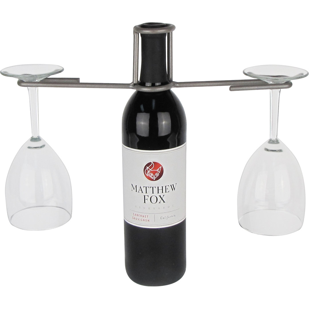 Industrial Evolution 1 Bottle Tabletop Wine Bottle and Glass Rack Metrotex Designs 