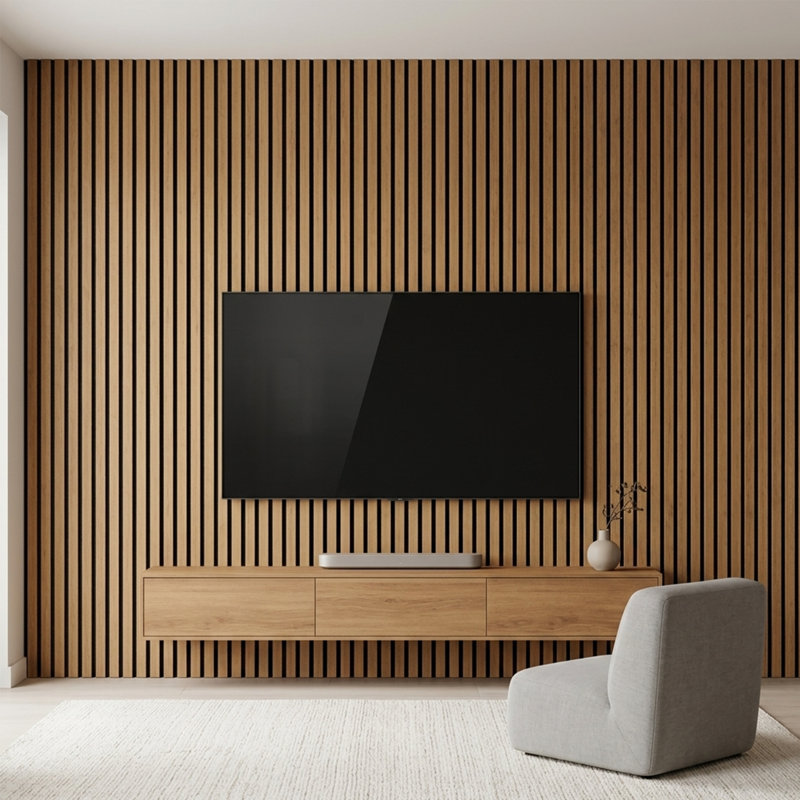 6Pcs 93" L x 12" W Acoustic Wood Paneling,3D Fluted Soundproof Wall Paneling for Wall and Ceiling,Slat Wood Wall Panels(46.5 sq.ft.)