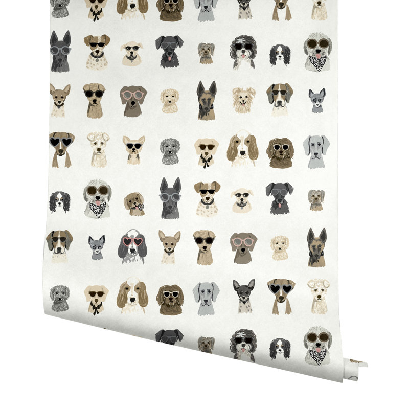 Dog Days 20" L x 27" W Peel and Stick Wallpaper Roll, Gray