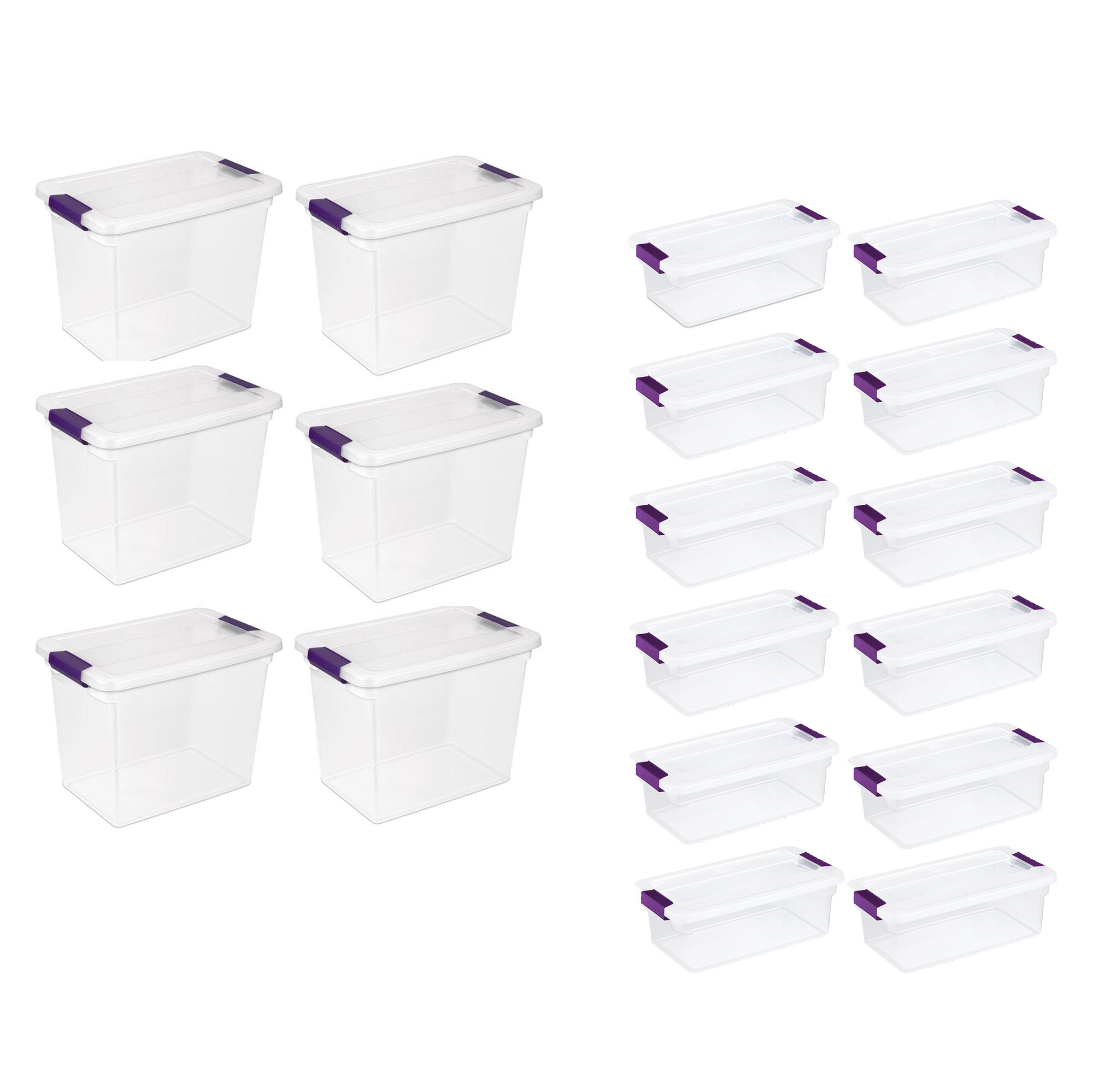 Sterilite 70 Quart Ultra Storage Container Box (4 Pack) & 6 Quart Tote (12 Pack)