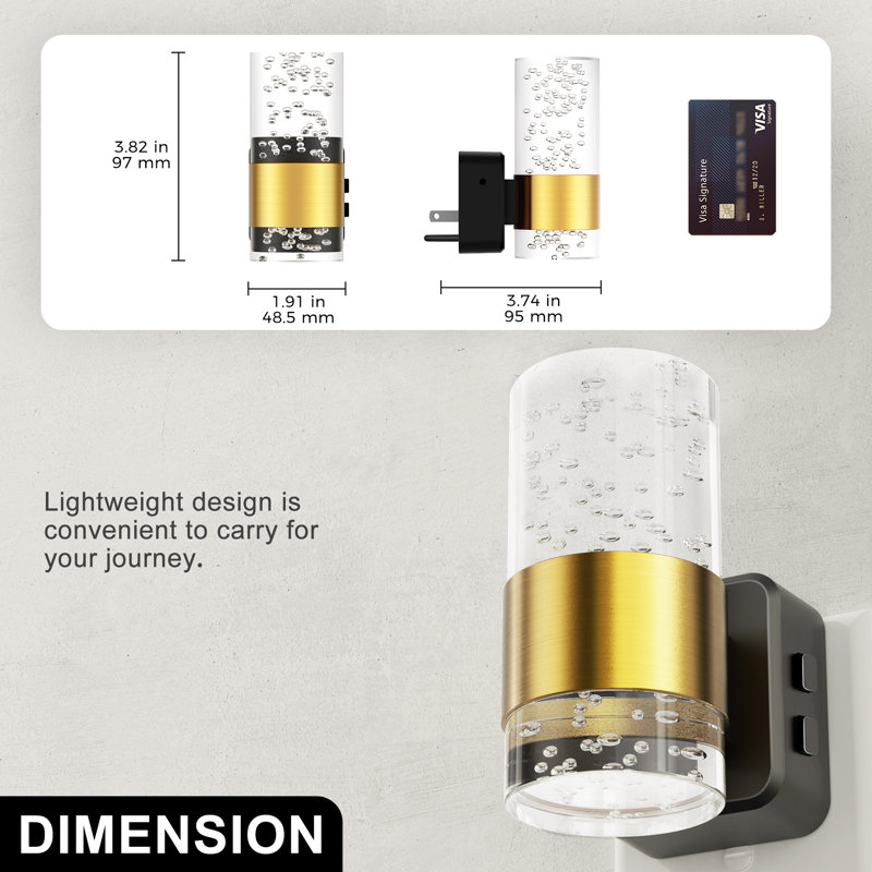 Bronze Cylinder RGB Plug-In Rotatable Night Light With Memory