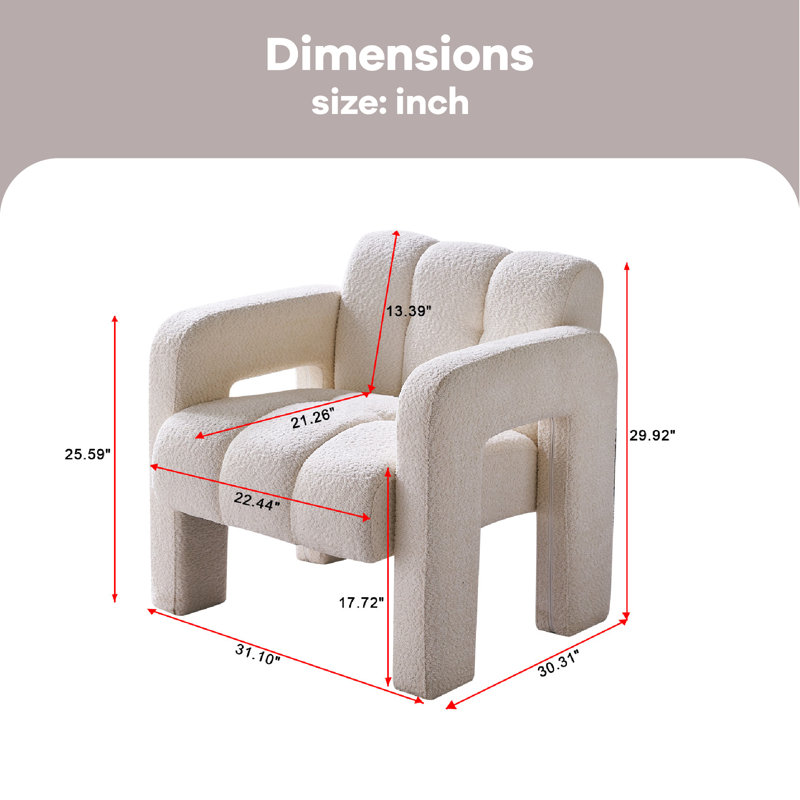 Chaise d'appoint pratique et large rembourrée, Polyester beige
