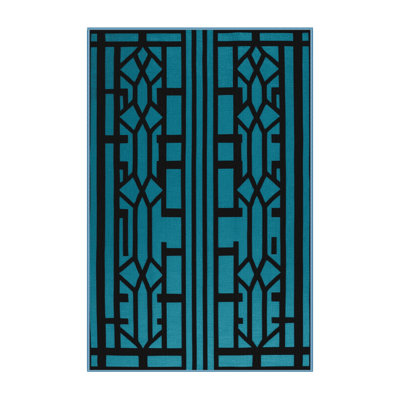 Tapis bleu en treillis lavable à la machine